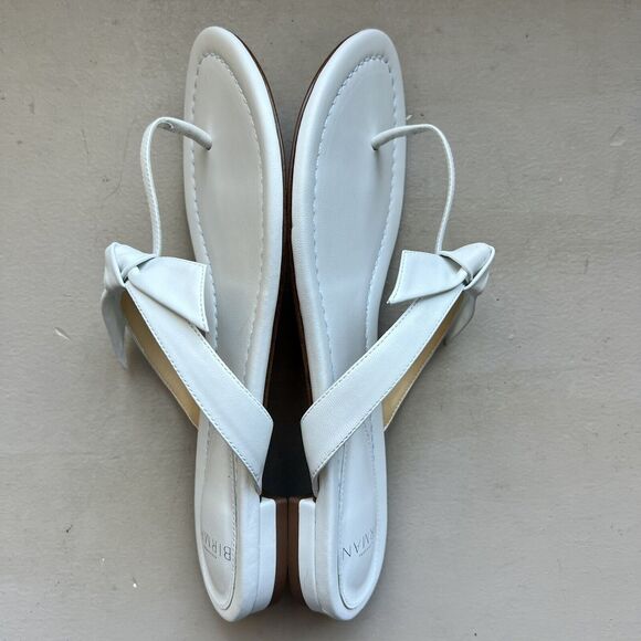 Alexandre Birman Clarita White Leather Bow Thong Sandal Shoes Women EU 37 US 6.5 - Picture 2 of 15